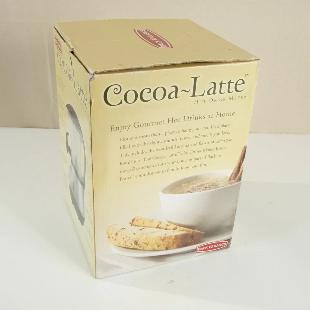 New Back to Basics 32oz Cocoa Latte Hot Drink Maker Silver Black CM300BR in Box